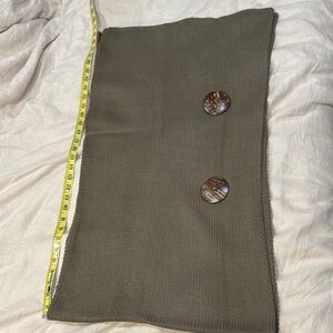 Olive Brown Knit Scarf with Brown Buttons